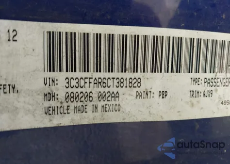2012 Fiat 500 Pop from USA, damaged, VIN 3C3CFFAR6CT381828